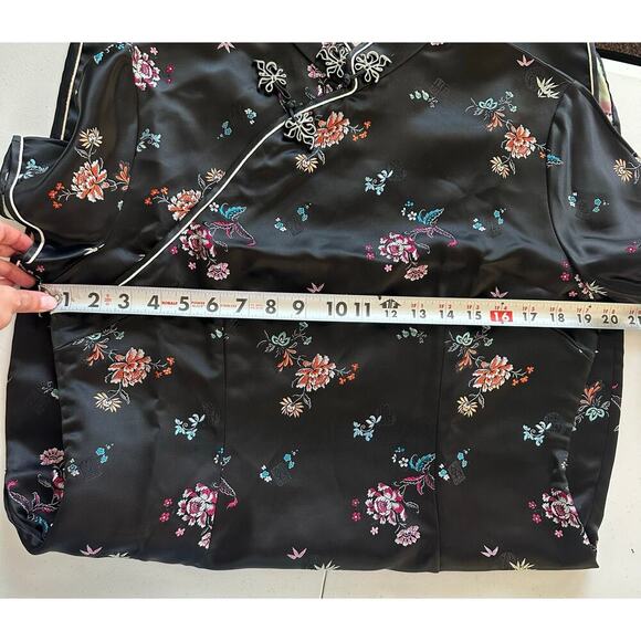 Handmade Black Japanese Traditional Cheongsam Kimono Dress- 40-Approx. 4-6 - Picture 8 of 11